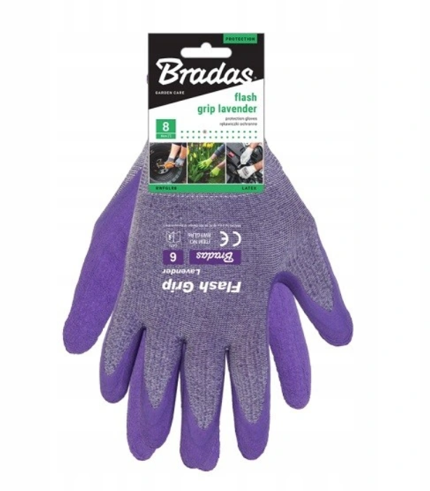 BRADAS RĘKAWICZKI OCHRONNE 6 FLASH GRIP LAVENDER LATEX Kruszewscy